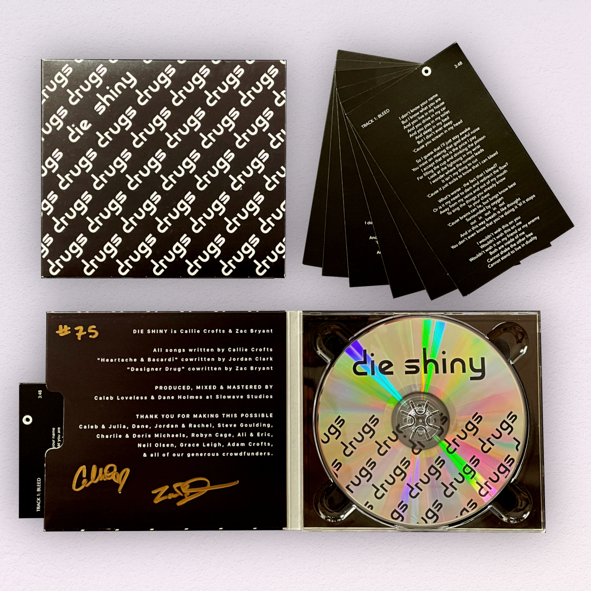 Front, Inside and Insert, Die Shiny "Drugs" EP Compact Disc Package