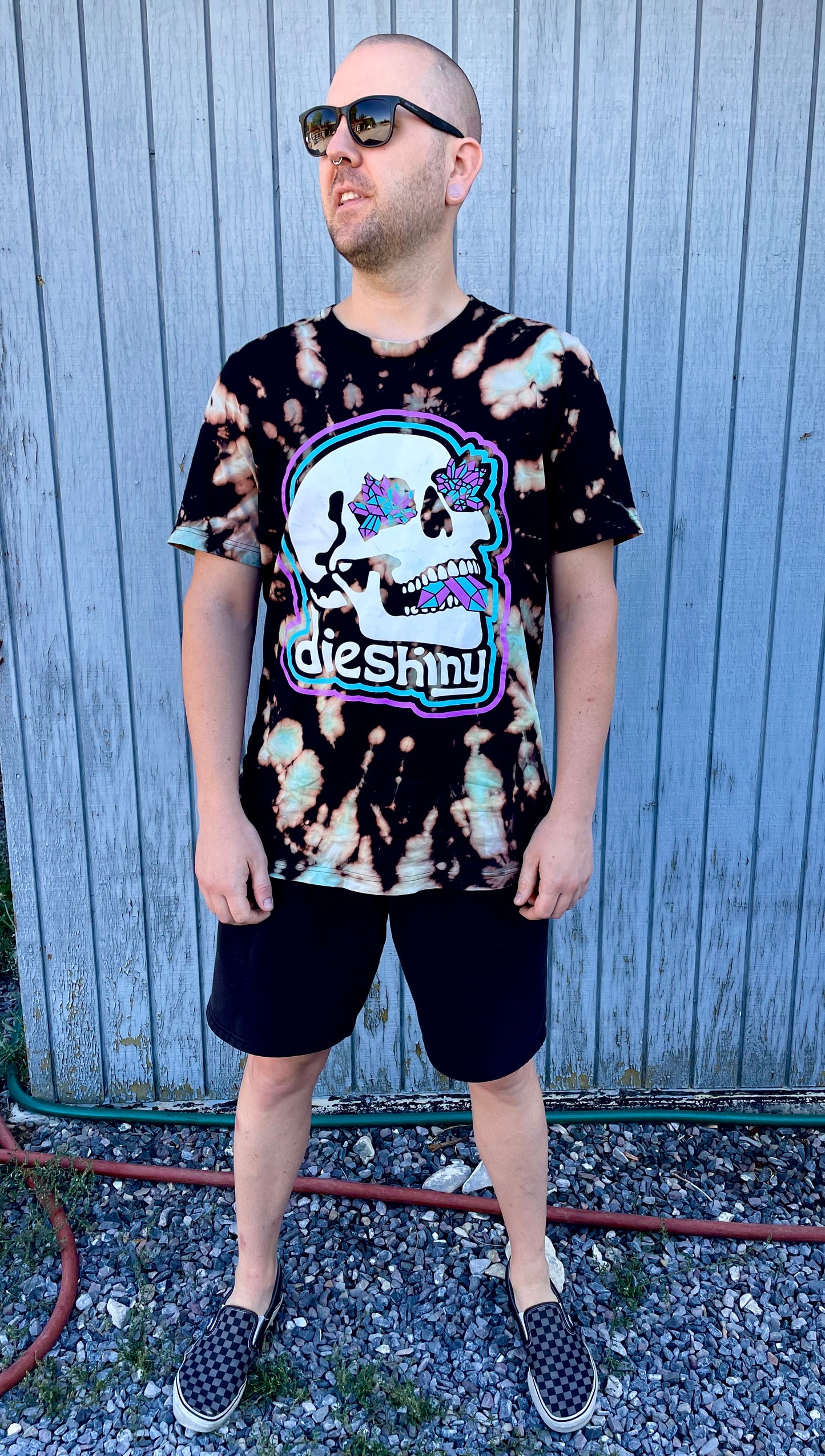 Skull Logo Tee / Bleach Dye