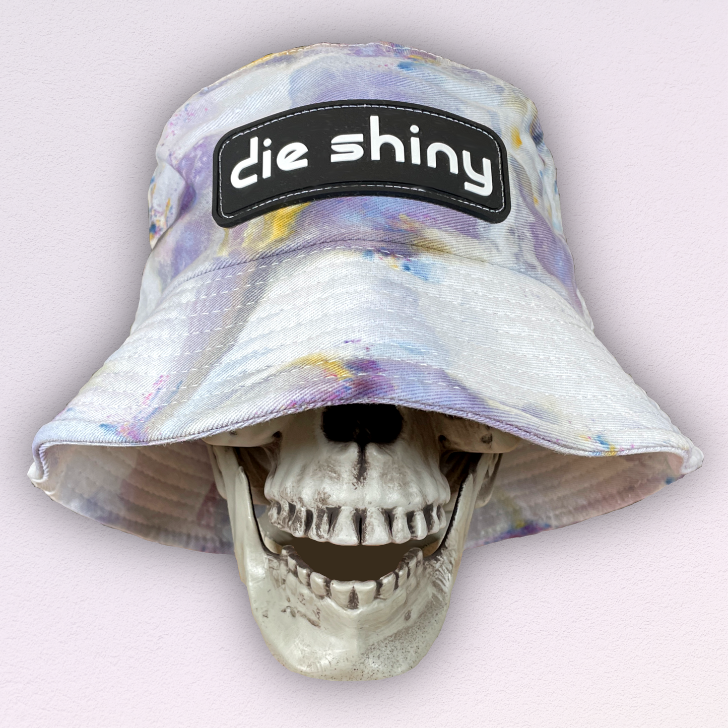 Die Shiny Bucket Hat in Iris Ice Dye with Logo PVC Patch